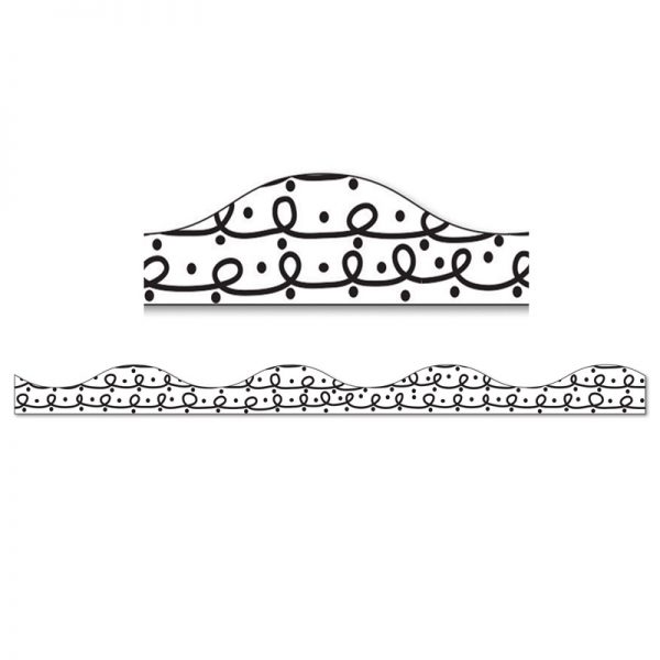 Ashley Productions® Magnetic Border, Black Loops with Black Dots on White, 12'