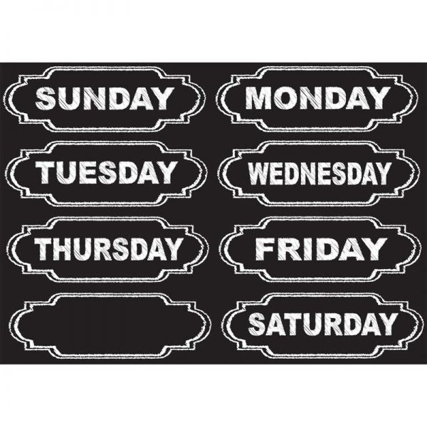 Ashley Productions® Die-Cut Magnets, Chalkboard Days of the Week, 8 Pieces