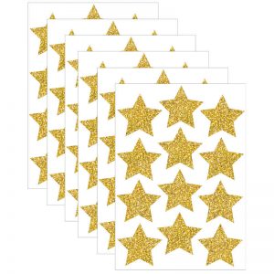 Ashley Productions® Die-Cut Magnets, 3" Gold Sparkle Stars, 12 Per Pack, 6 Packs