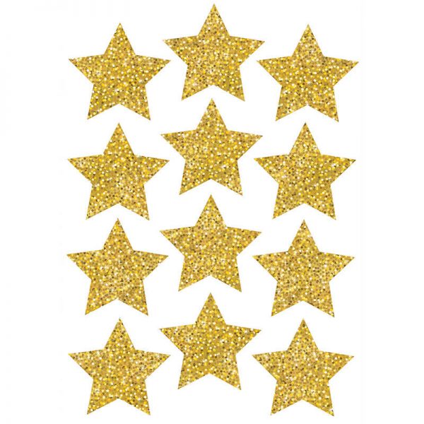 Ashley Productions® Die-Cut Magnets, 3" Gold Sparkle Stars, Pack of 12