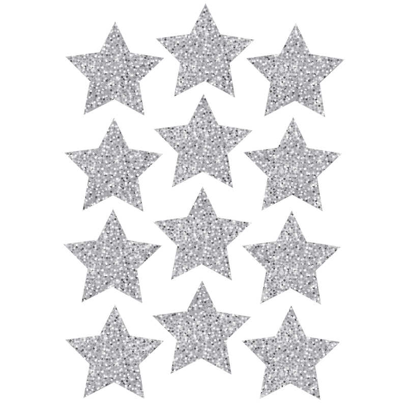 Ashley Productions® Die-Cut Magnets, 3" Silver Sparkle Stars, 12 Per Pack, 6 Packs