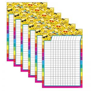 Ashley Productions® Smart Poly™ Emoji Incentive Chart, Dry-Erase Surface, 13" x 19", Pack of 6