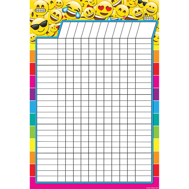 Ashley Productions® Smart Poly™ Emoji Incentive Chart, Dry-Erase Surface, 13" x 19"