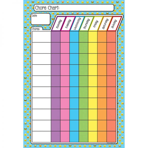 Ashley Productions® Smart Poly™ Emoji Chores Chart, Dry-Erase Surface, 13" x 19"