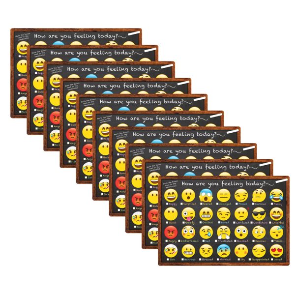 Ashley Productions® Smart Poly™ Chart, 13" x 19", Emoji How Are You Feeling, Pack of 10