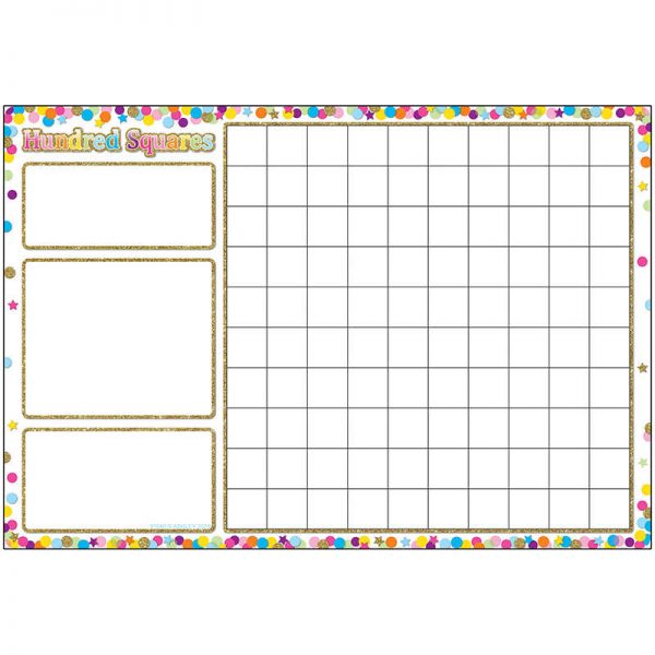 Ashley Productions® Smart Poly™ Chart, 13" x 19", Confetti Hundred Squares