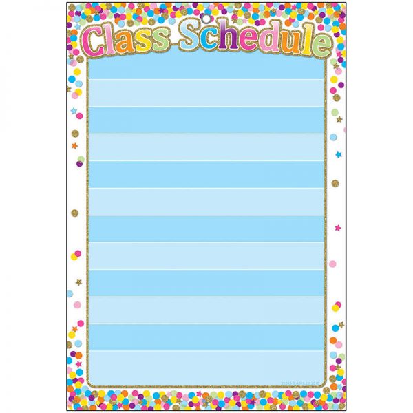 Ashley Productions® Smart Poly™ Chart, 13" x 19", Confetti Class Schedule, w/Grommet