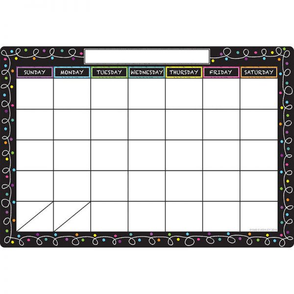 Ashley Productions® Smart Poly™ Chart, 13" x 19", Chalk Dots with Loops Calendar