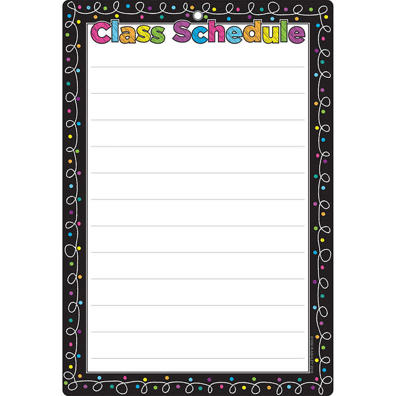 Ashley Productions® Smart Poly™ Chart, 13" x 19", Chalk Dots with Loops Class Schedule, w/Grommet