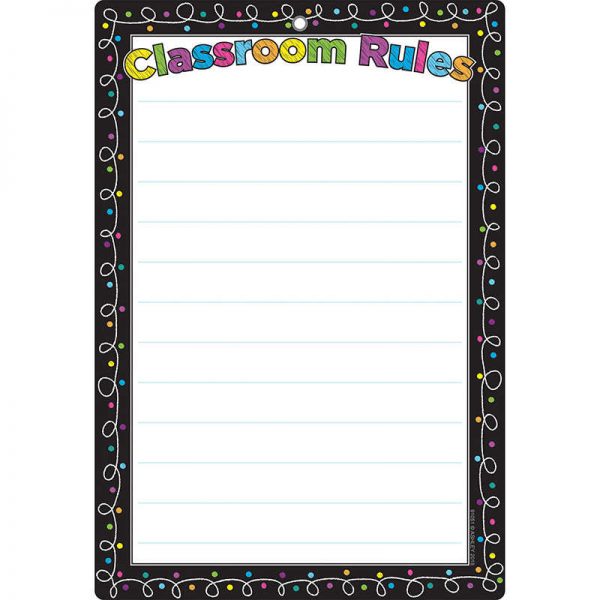 Ashley Productions® Smart Poly™ Chart, 13" x 19", Chalk Dots with Loops Classroom Rules, w/Grommet