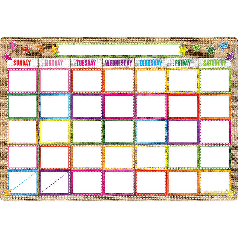Ashley Productions® Smart Poly™ Chart, 13" x 19", Burlap Stitched Calendar