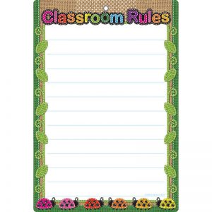 Ashley Productions® Smart Poly™ Chart, 13" x 19", Burlap Stitched Classroom Rules, w/Grommet