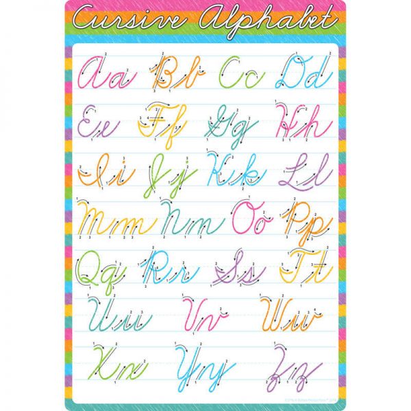 Ashley Productions® Smart Poly® Chart Cursive Alphabet, 13" x 19"