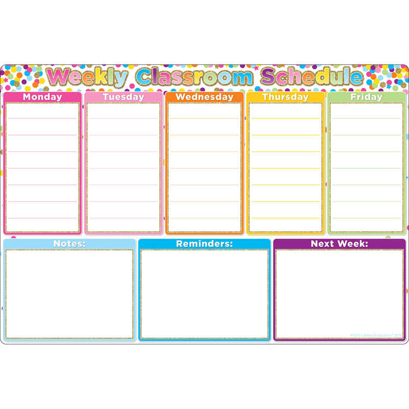 Ashley Productions® Smart Poly® Chart Confetti Weekly Schedule, 13" x 19"