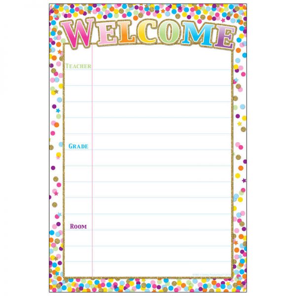 Ashley Productions® Smart Poly® Chart Confetti Welcome, 13" x 19"