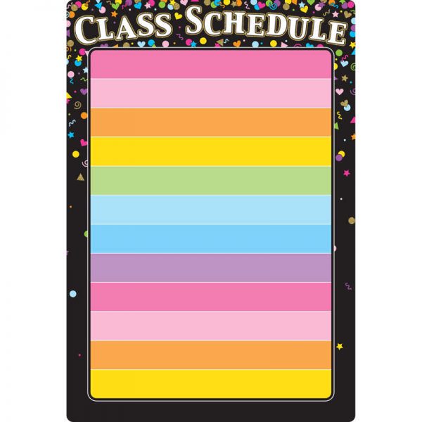 Ashley Productions® Smart Poly® Chart Black Confetti Class Schedule, 13" x 19"