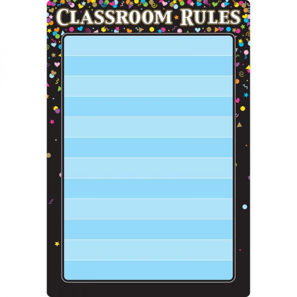 Ashley Productions® Smart Poly® Chart Black Confetti Classroom Rules, 13" x 19"