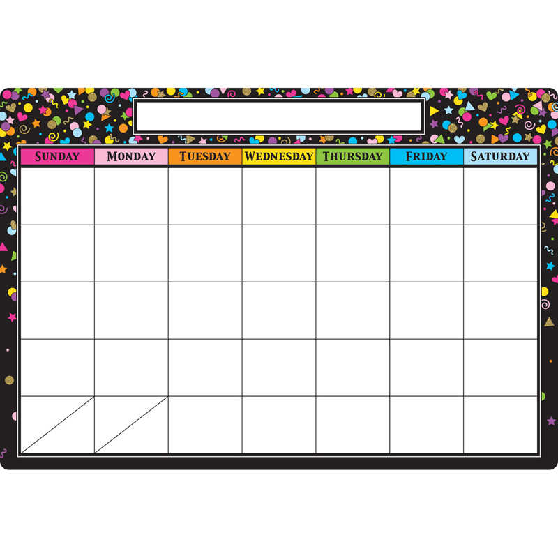 Ashley Productions® Smart Poly® Chart Black Confetti Calendar, 13" x 19"