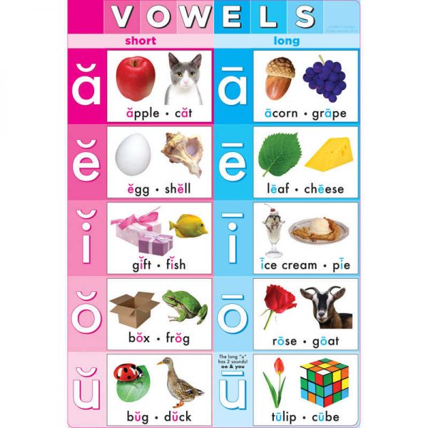Ashley Productions® Smart Poly® Chart Vowels, 13" x 19"