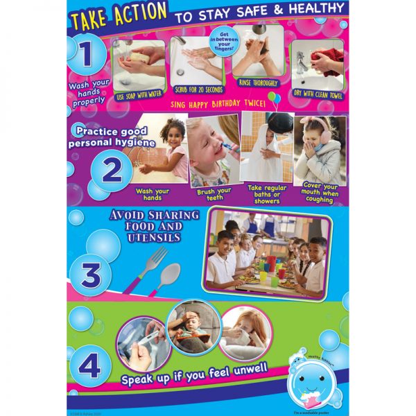 Ashley Productions Healthy Bubbles™ Smart Poly™ Chart, Basic Hygiene, 13" x 19"