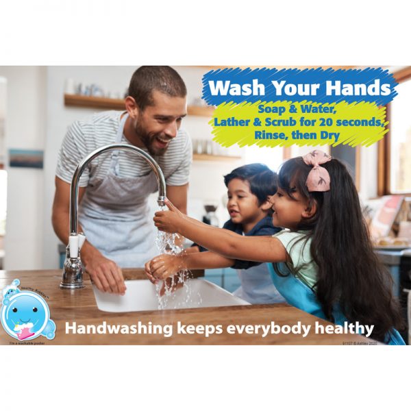 Ashley Productions Healthy Bubbles™ Smart Poly™ Chart, Handwashing Keeps Everybody Healthy, 13" x 19"