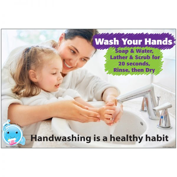 Ashley Productions Healthy Bubbles™ Smart Poly™ Chart, Handwashing is A Healthy Habit, 13" x 19"