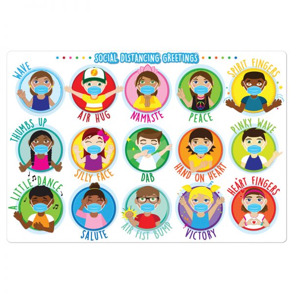 Ashley Productions Healthy Bubbles™ Smart Poly™ Chart, Social Distancing Greetings, 13" x 19"