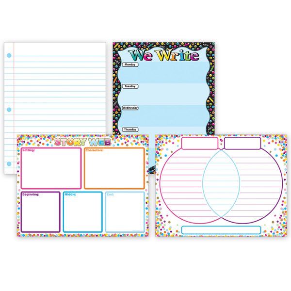 Ashley Productions® Smart Poly® Primary Writing Charts, 17" x 22", Dry-Erase Surface, Set of 4
