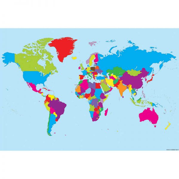 Ashley Productions® Smart Poly™ Charts, 13" x 19", World Map, Pack of 10