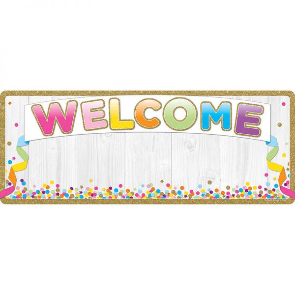 Ashley Productions® Smart Poly™ Welcome Banner, 9" x 24", Confetti