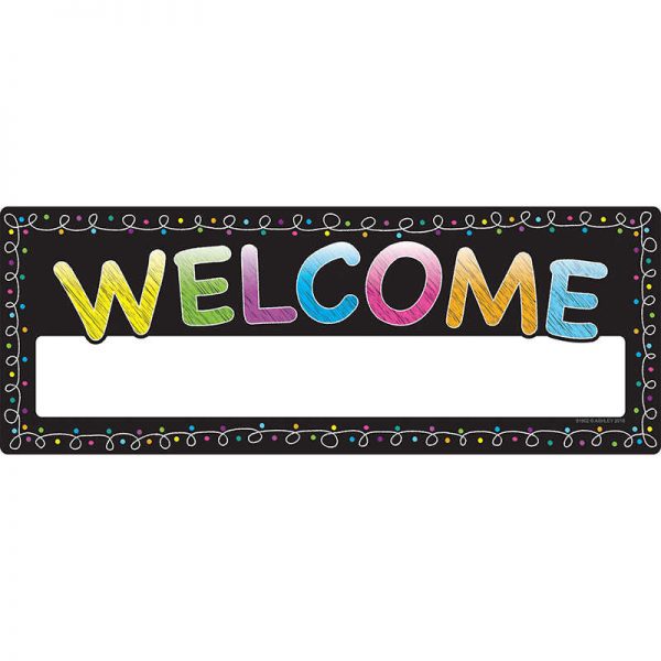 Ashley Productions® Smart Poly™ Welcome Banner, 9" x 24", Chalk Dots with Loops