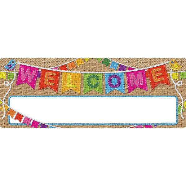 Ashley Productions® Smart Poly™ Welcome Banner, 9" x 24", Burlap Stitched