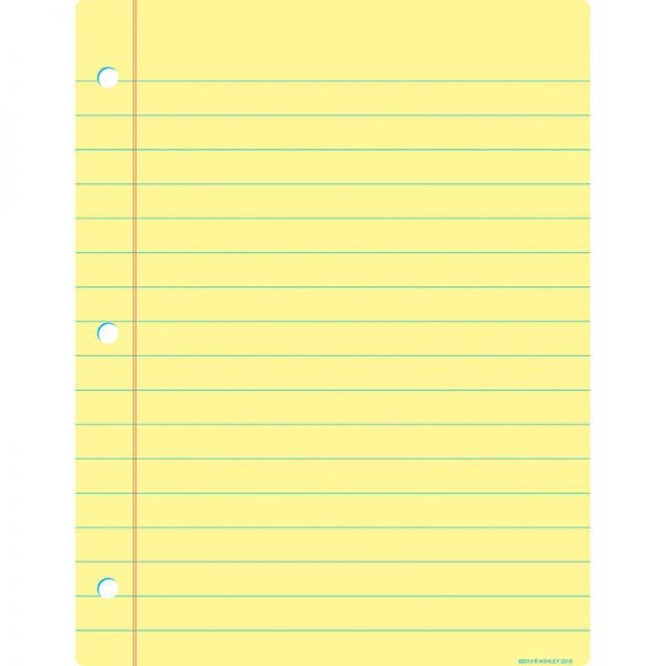 Ashley Productions® Smart Poly™ Big Light Yellow Notebook Paper Chart, Dry-Erase Surface, 17" x 22"