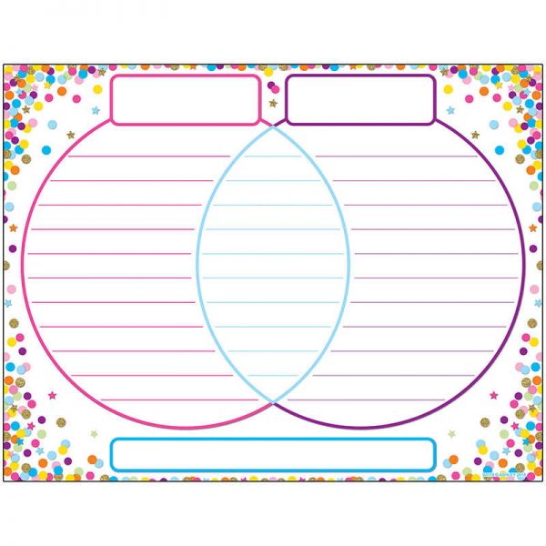 Ashley Productions® Smart Poly™ Confetti Venn Diagram Chart, Dry-Erase Surface, 17" x 22"