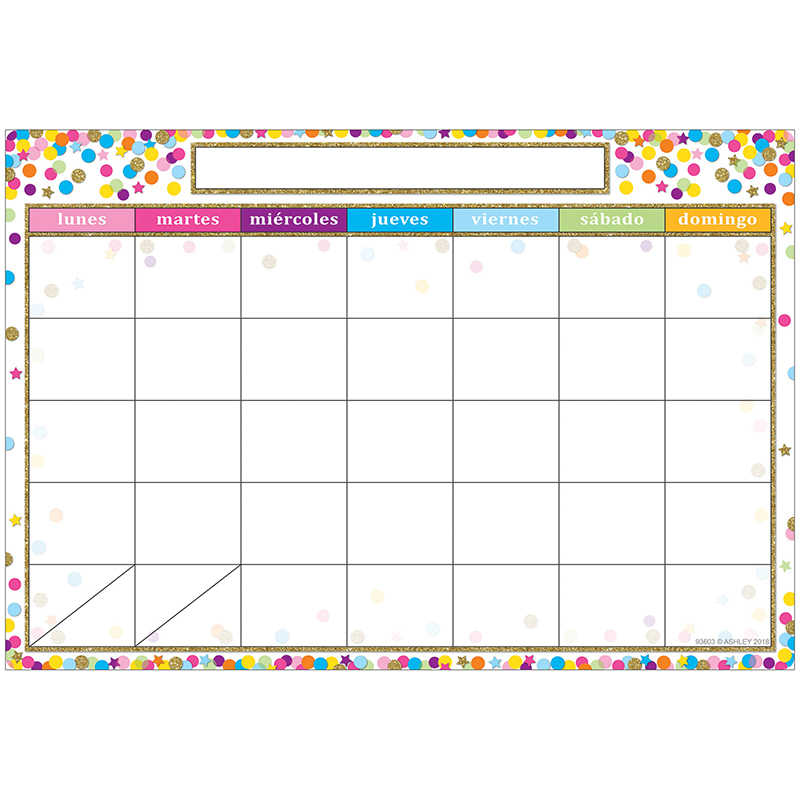 Ashley Productions® Smart Poly™ Spanish Chart, 13" x 19", Confetti, Calendario (Calendar)