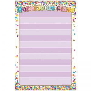 Ashley Productions® Smart Poly™ Spanish Chart, 13" x 19", Confetti, Horario de clase (Classroom Rules)