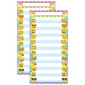 Ashley Productions® Smart Poly™ Pocket Chart, 13" x 25", 10 Pockets & 2 Grommets, Emoji, Pack of 2