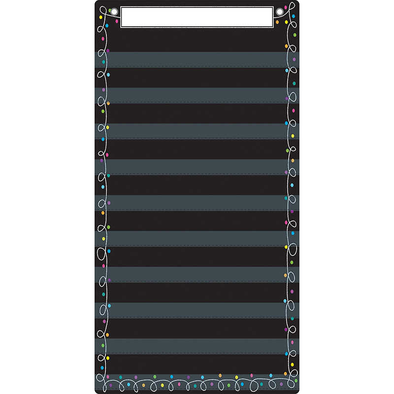 Ashley Productions® Smart Poly™ Pocket Chart, 13" x 25", 10 Pockets & 2 Grommets, Chalk Loops