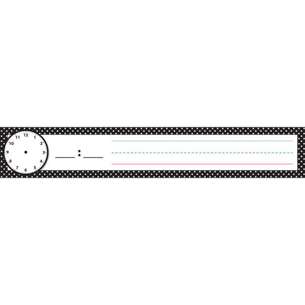 Ashley Productions® Pocket Chart Inserts, Scheduling/Sentence Strip Cards, 2" x 12", B&W Polka Dots, Pack of 12