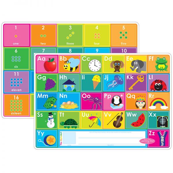 Ashley Productions® Smart Poly™ Learning Mat, 12" x 17", Double-Sided, ABC & Numbers 1-20