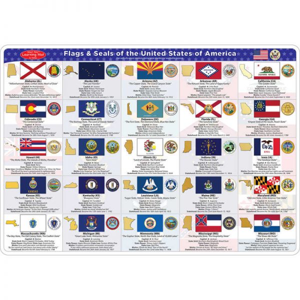 Ashley Productions® Smart Poly® Double-Sided Learning Mat, State Flags