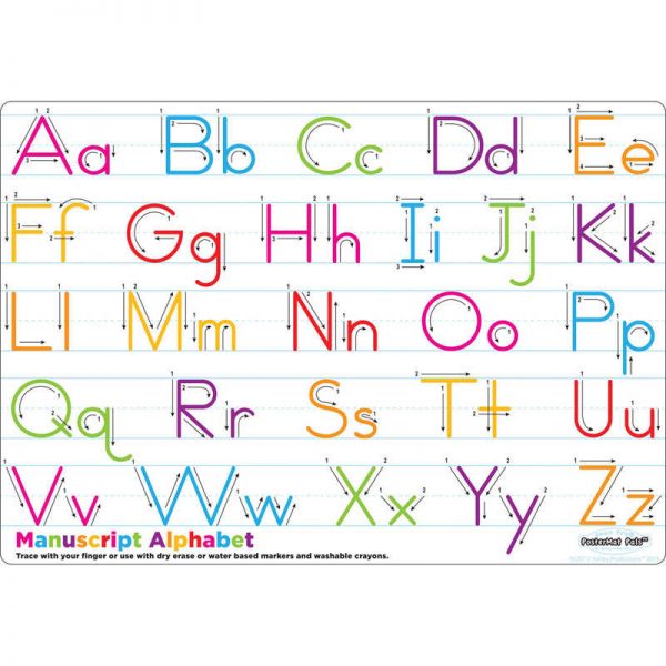Ashley Productions® Smart Poly® Single Sided PosterMat Pals®, Manuscript Alphabet, 12" x 17.25"