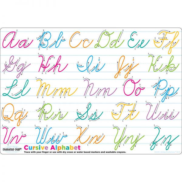 Ashley Productions® Smart Poly® Single Sided PosterMat Pals®, Cursive Handwriting, 12" x 17.25"
