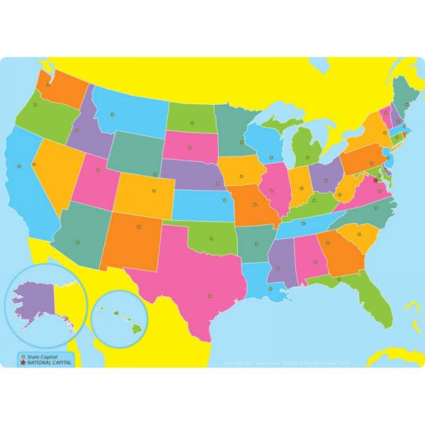 Ashley Productions® Smart Poly® Single Sided PosterMat Pals® Space Savers, US Map, 13" x 9.5"