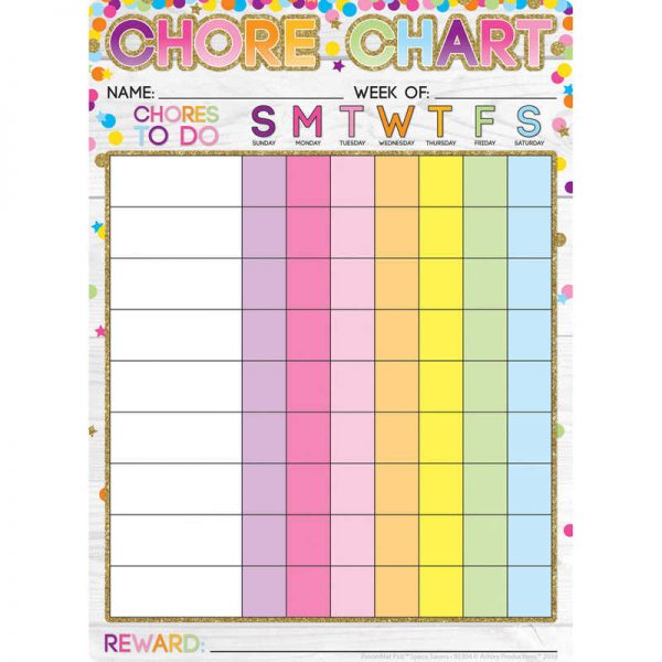 Ashley Productions® Smart Poly® Single Sided PosterMat Pals® Space Savers, Chores Confetti Style, 13" x 9.5"