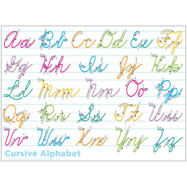 Ashley Productions® Smart Poly® Single Sided PosterMat Pals® Space Savers, Cursive Handwriting, 13" x 9.5"