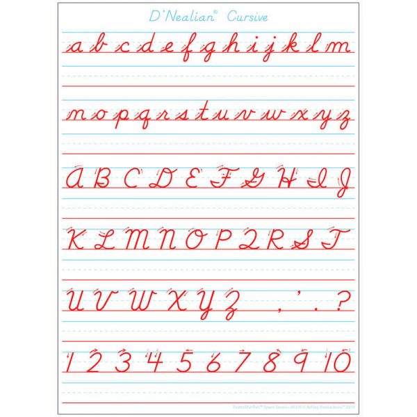Ashley Productions® Smart Poly® Single Sided PosterMat Pals® Space Savers, D'Nealian Cursive Handwriting, 13" x 9.5"