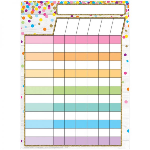 Ashley Productions® Smart Poly® Single Sided PosterMat Pals® Space Savers, Incentive Chart Confetti Style, 13" x 9.5"