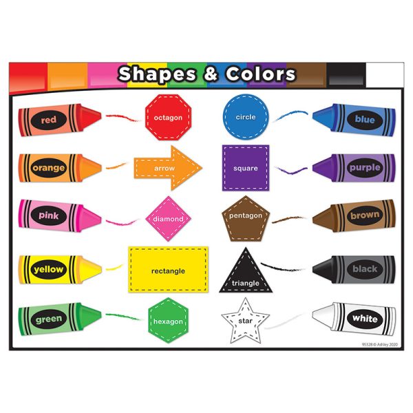 Ashley Productions® Smart Poly® PosterMat Pals™ Space Savers, 13" x 9-1/2", Shapes in Color
