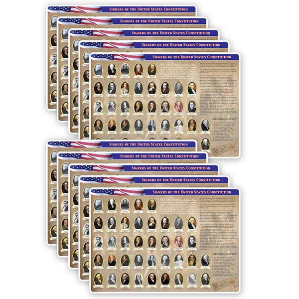 Ashley Productions® Smart Poly® Double-Sided Learning Mats, 12" x 17", US Constitution, Bill of Rights, Pack of 10